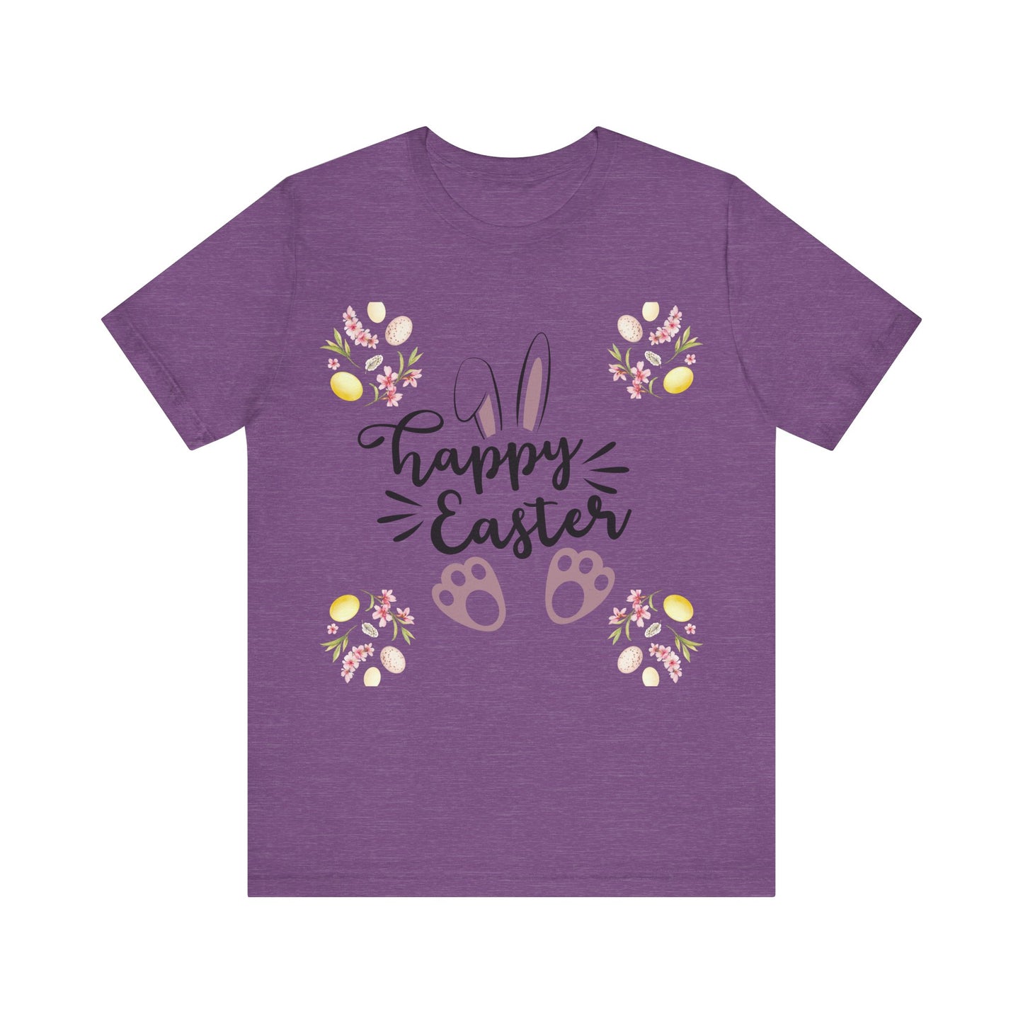 Happy Easter Bunny Ear Print Unisex Short Sleeve Tee (Light Colors)
