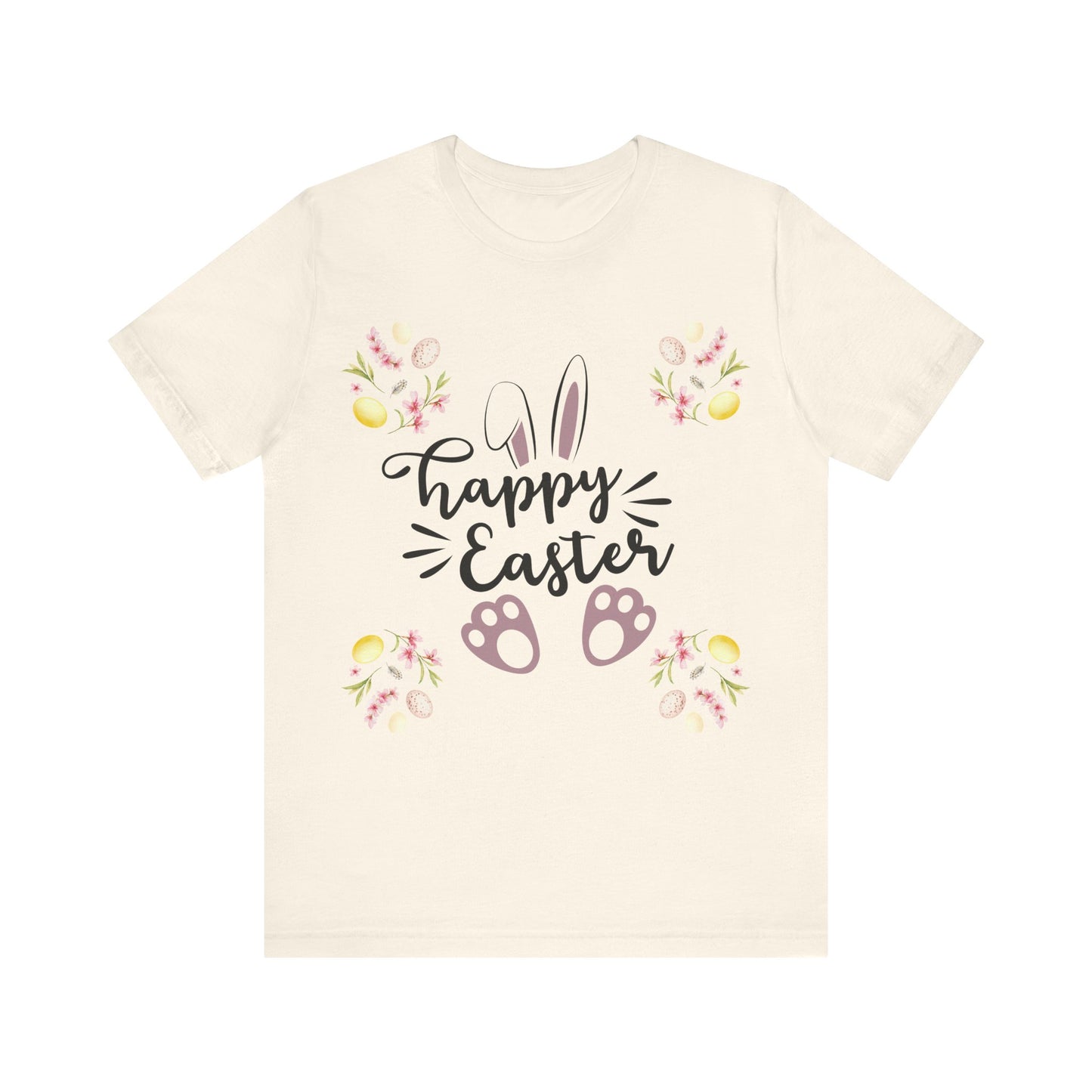 Happy Easter Bunny Ear Print Unisex Short Sleeve Tee (Light Colors)