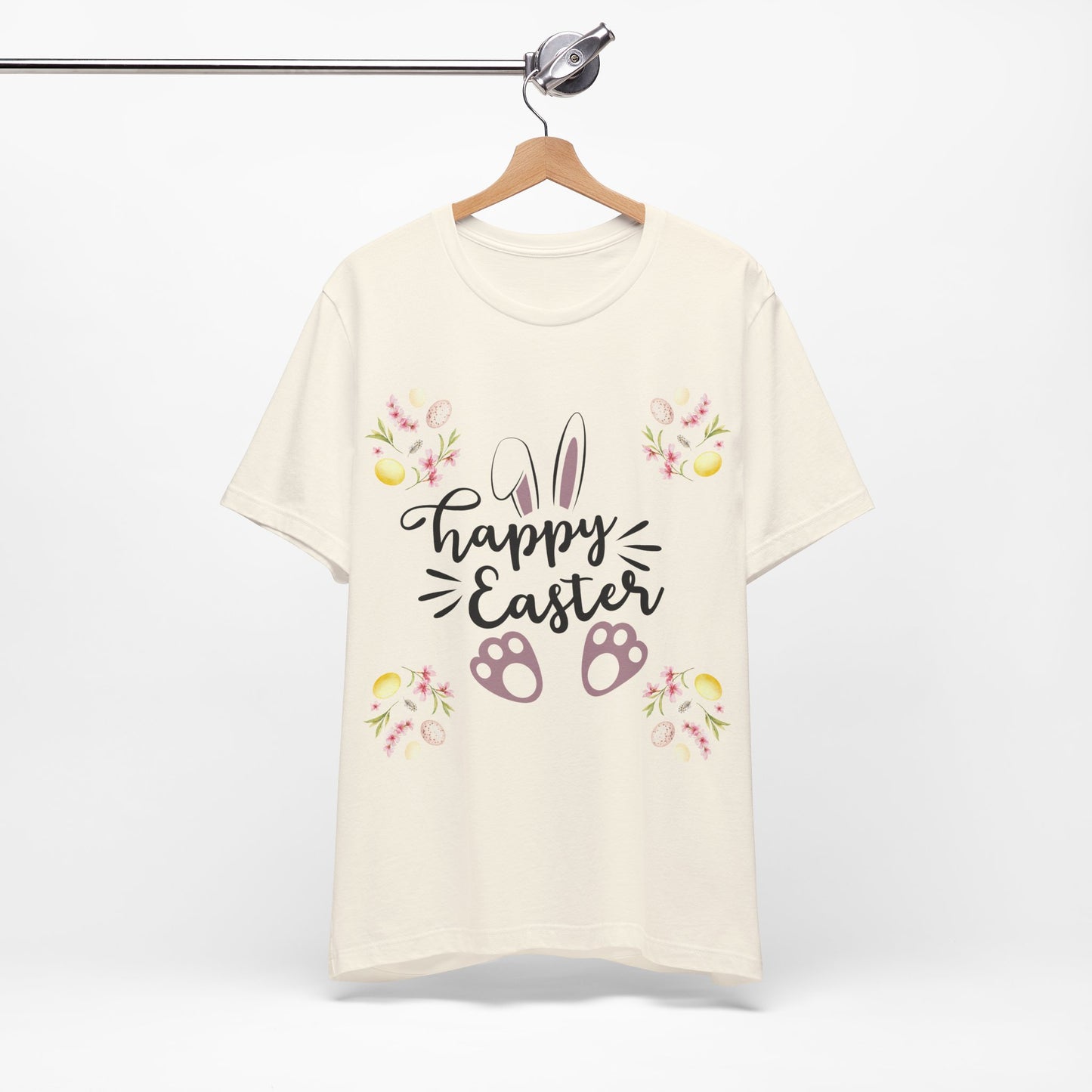 Happy Easter Bunny Ear Print Unisex Short Sleeve Tee (Light Colors)