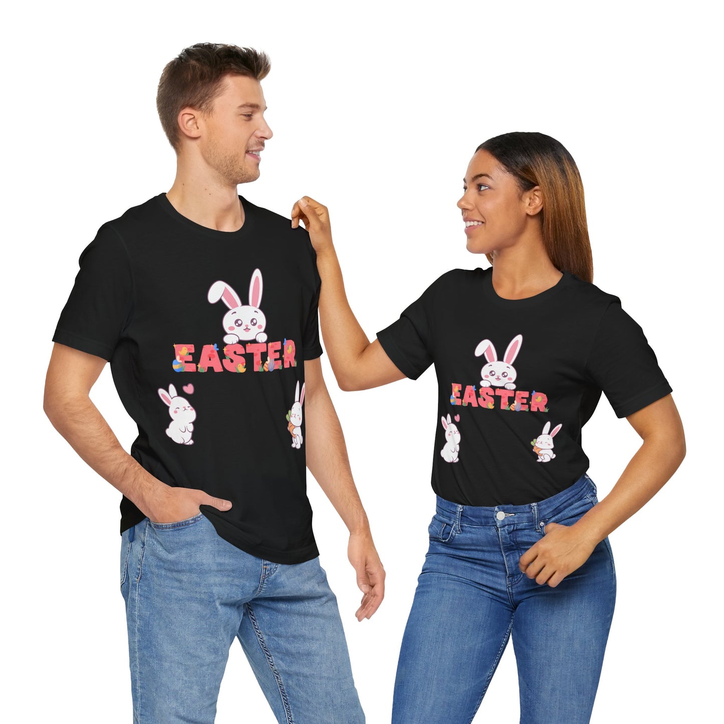 Easter Bunnies Print Unisex Short Sleeve Tee