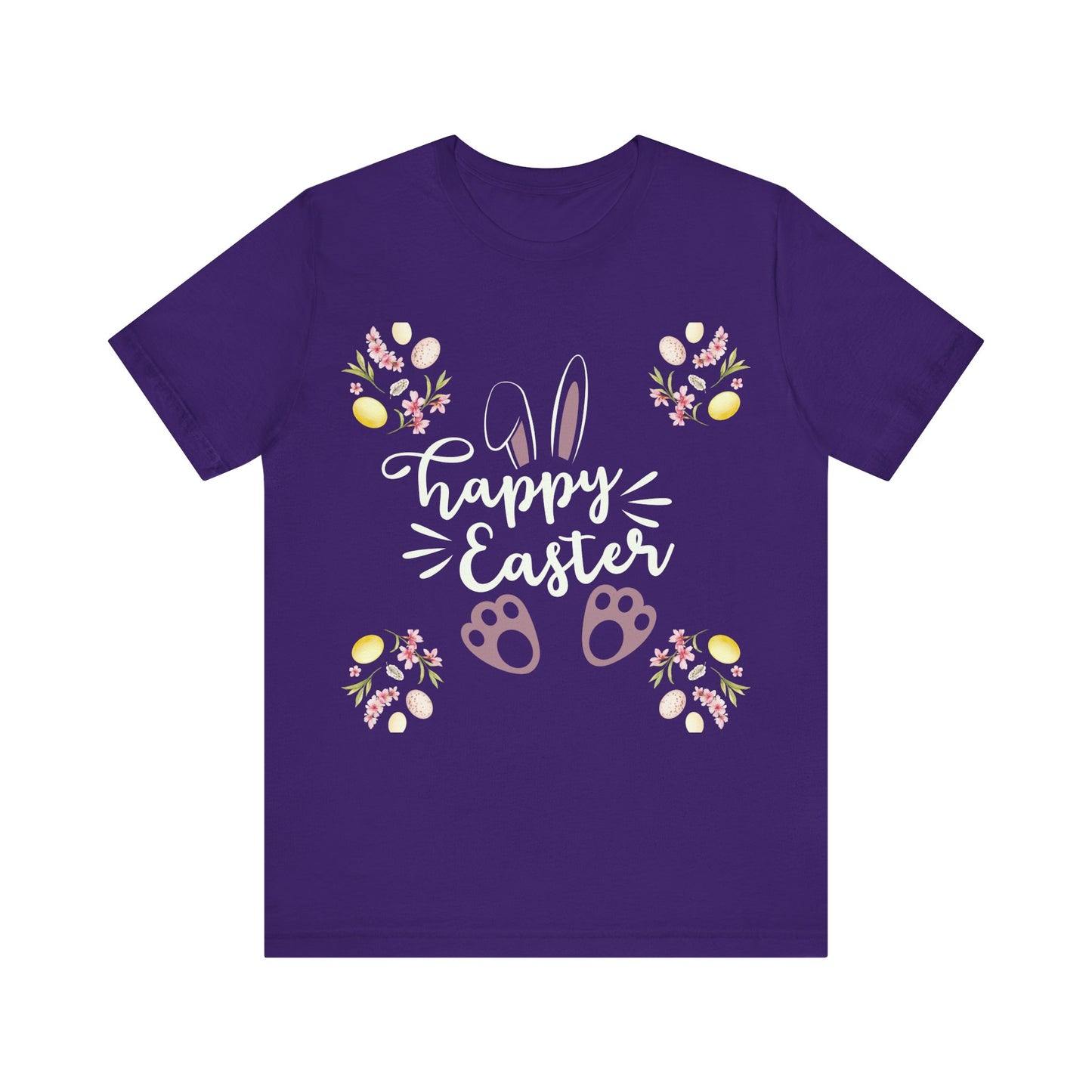 Happy Easter Bunny Ear Print Unisex Short Sleeve Tee (Dark Colors)