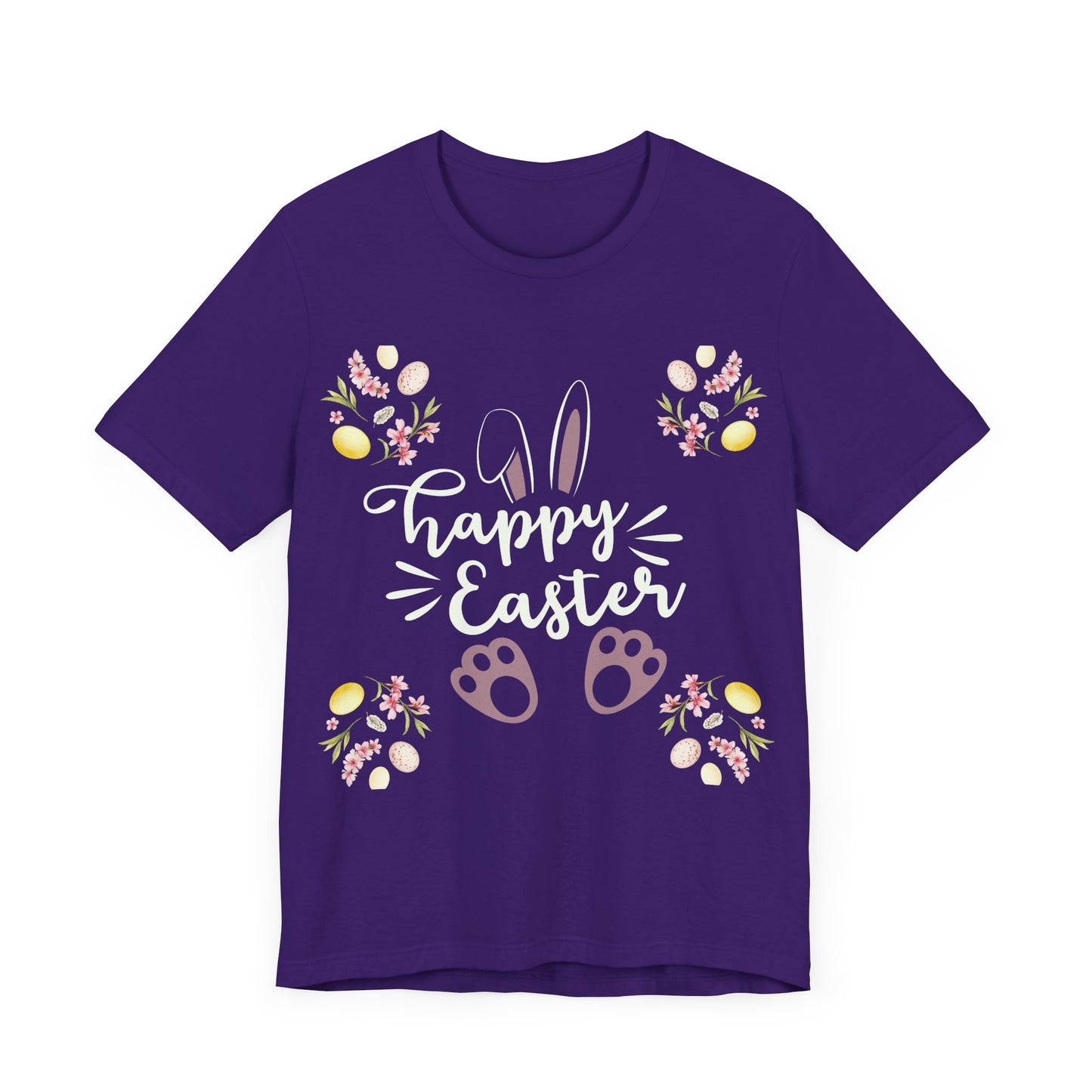 Happy Easter Bunny Ear Print Unisex Short Sleeve Tee (Dark Colors)